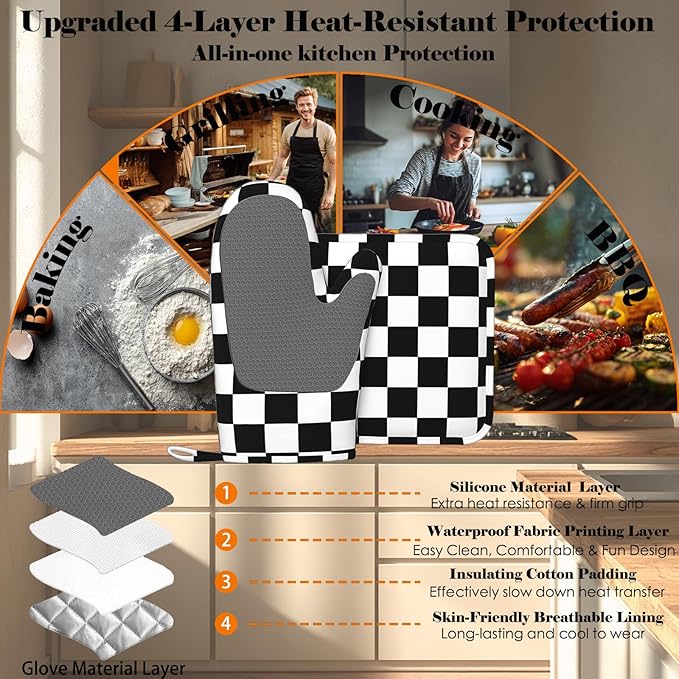 Checkerboard Oven Mitt and Pot Holder - Image 4