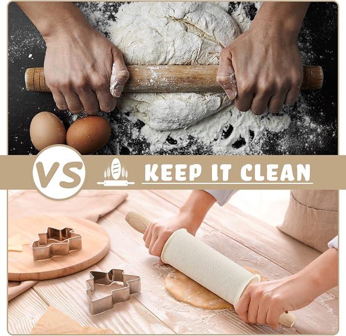 Patelai Set of 8 Rolling Pin Covers 14.96 x 1.97 Inch Cotton White Rolling Pin - Image 4