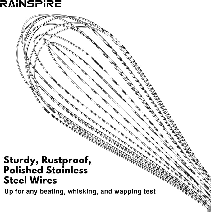 Rainspire 12-Inch Wire Whisk Stainless Steel, Balloon Whisks - Image 3