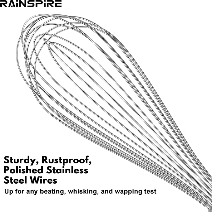 Rainspire 12-Inch Wire Whisk Stainless Steel, Balloon Whisks - Image 3