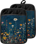 Moody Blue Wildflower Pot Holders by Unknown