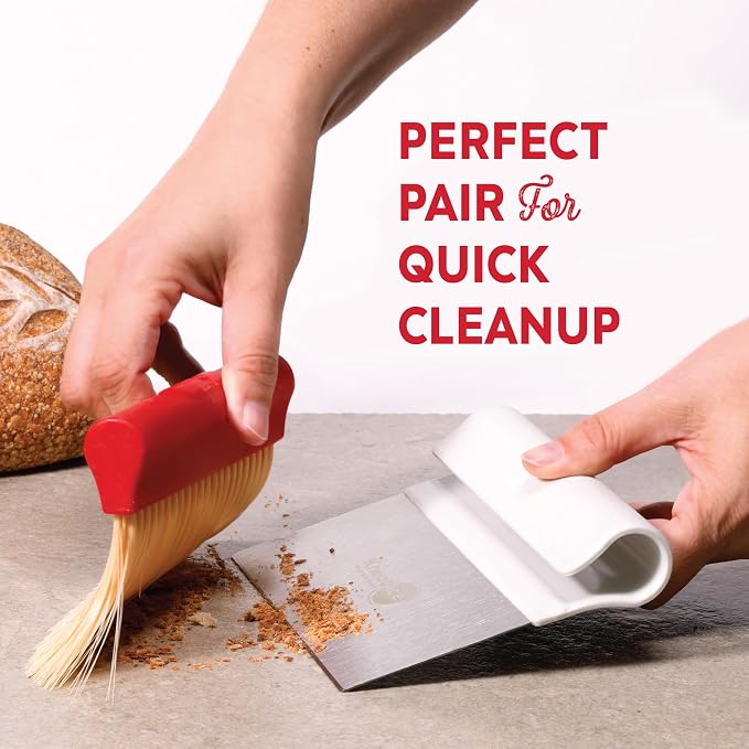 KneadAce Dough Scraper & Baker’s Brush Set. Stainless Steel Bench Scraper & - Image 7