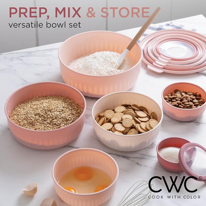 COOK WITH COLOR Prep Bowls with Lids- Wide and Deep Nesting Plastic Small - Image 5