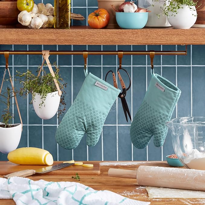 KitchenAid Asteroid Oven Mitt 2-Pack Set, Mineral Water - Image 2