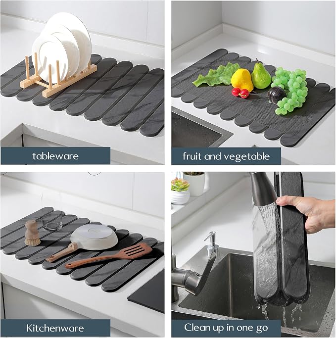 24"×16" Grey Stone Dish Drying Mats - Image 5