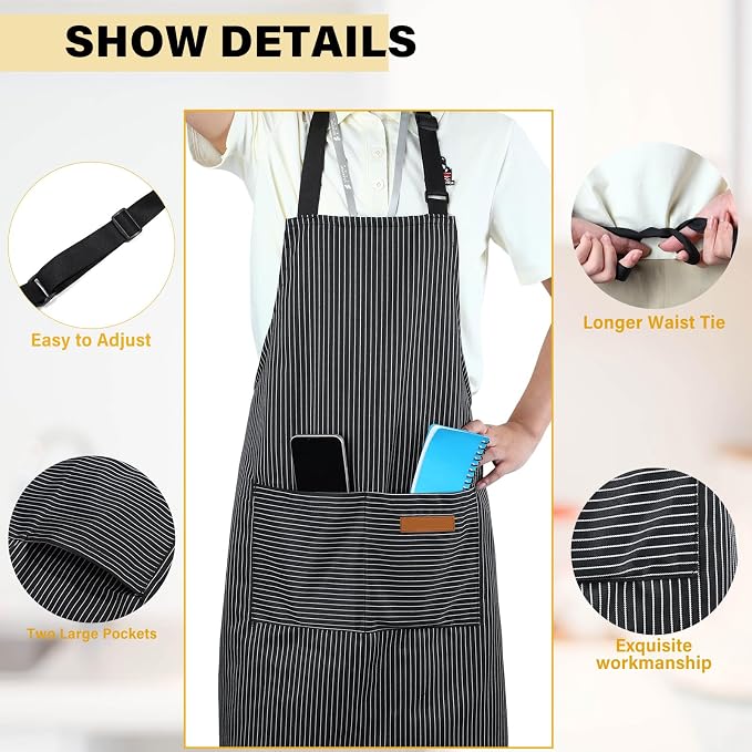 Handepo 4 Pcs Kitchen Aprons - Image 3