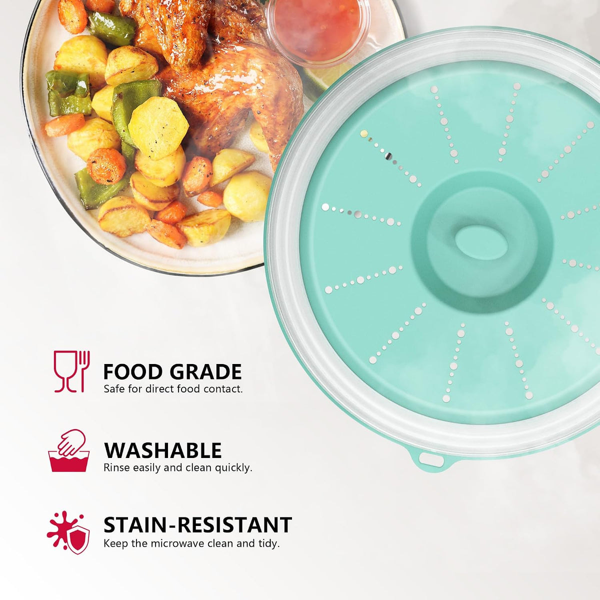 WVM Microwave Splatter Cover Vented for Food with Hook Hole, Splatter