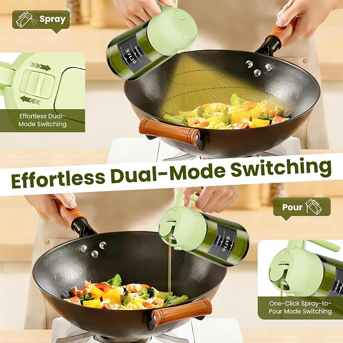LAKUMIQI 2 in 1 Oil Sprayer for Cooking, 16oz Olive Oil Dispenser Bottle for - Image 7