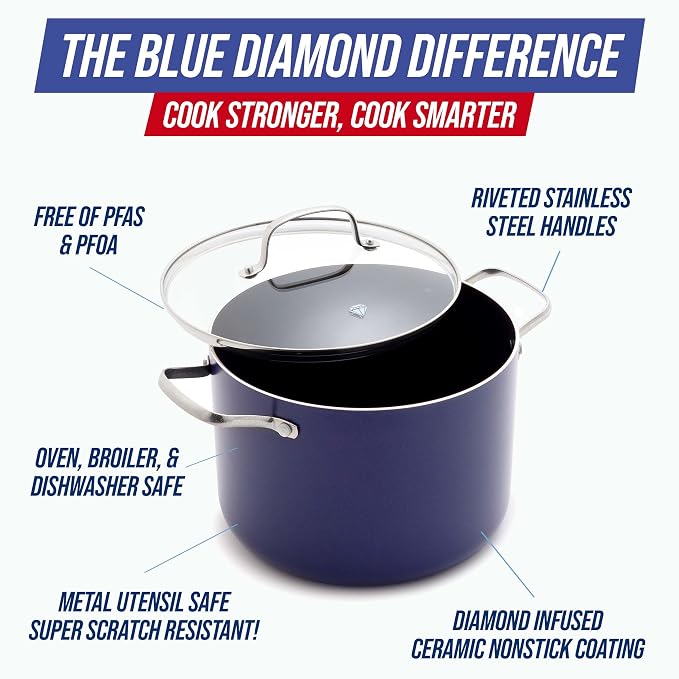 Blue Diamond 8QT Nonstick Stockpot - Image 3
