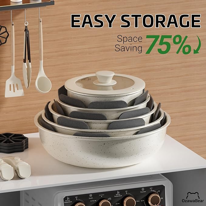23 Pcs Pots and Pans Set Non Stick, Ceramic Cookware Set Non Toxic - Image 4