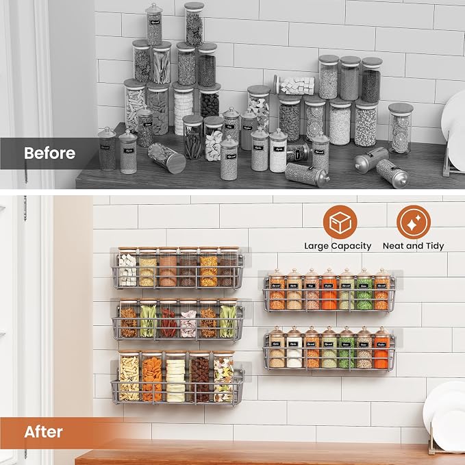 Mystozer 5 Pack Spice Rack Seasoning Organizer Wall Mount, Spice Storage Spice - Image 5