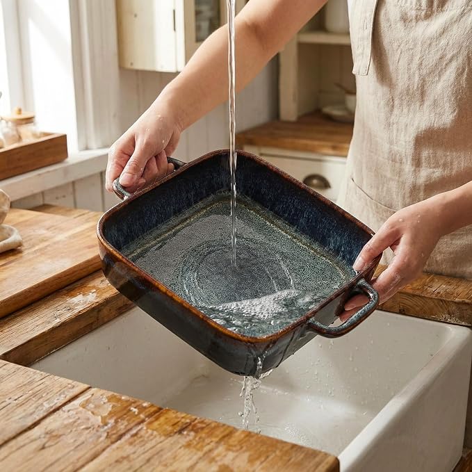 7" x 7" Porcelain Square Casserole Dishes, 2 pieces Baking Dish - Image 6