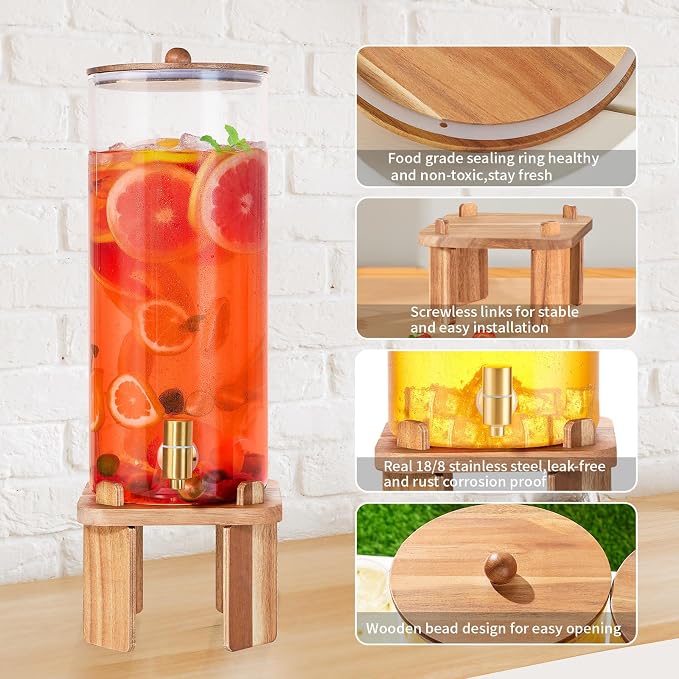 2 Gallon Large Drink Dispenser for Parties, Glass Beverage Dispenser - Image 3
