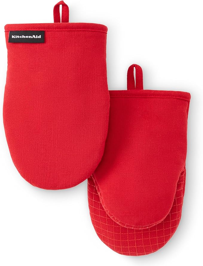 KITCHENAID Gourmet Series Gridlines Mini Oven Mitts 2-Pack Set, Heat Resistant by KitchenAid