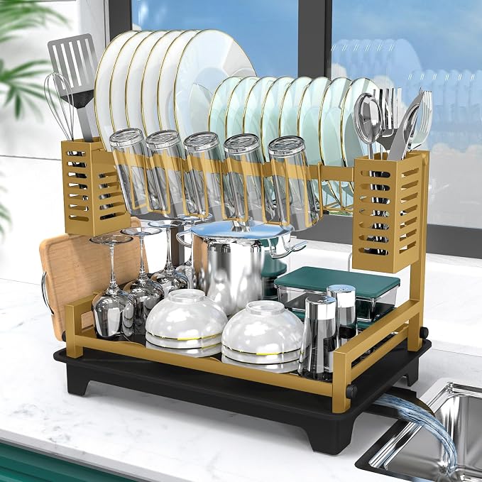 B-Land Dish Drying Rack, 2 Tier Dish Racks by B-Land