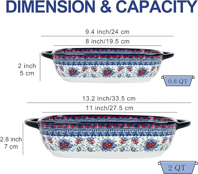 Ceramic Casserole Dishes for Oven, Hand-painted Polish Pottery Baking Dish Set - Image 4