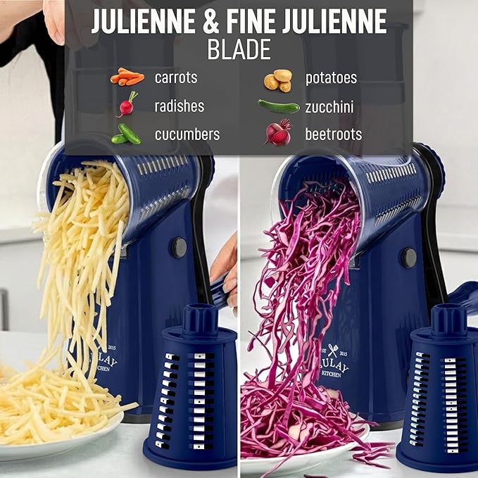 Zulay Kitchen Rotary Cheese Grater 5 Blade Cheese Shredder - Image 6
