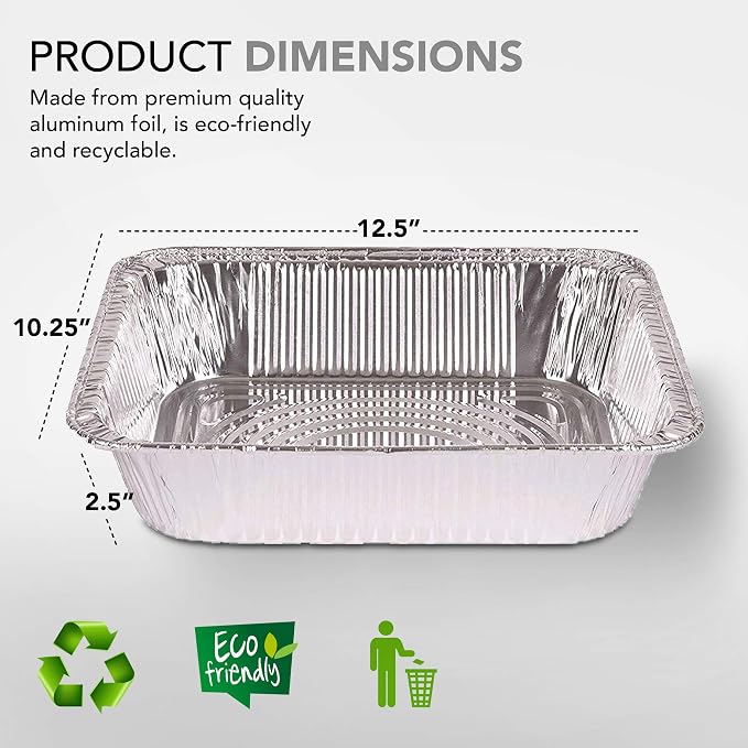 Stock Your Home Aluminum Pans 9x13 Disposable Foil Baking Pans - Image 2