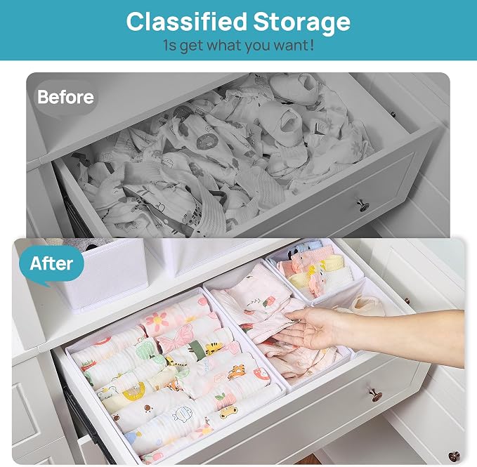 Vtopmart 12 Pack Baby Clothes Organizer, Dresser Drawer Organizer - Image 5