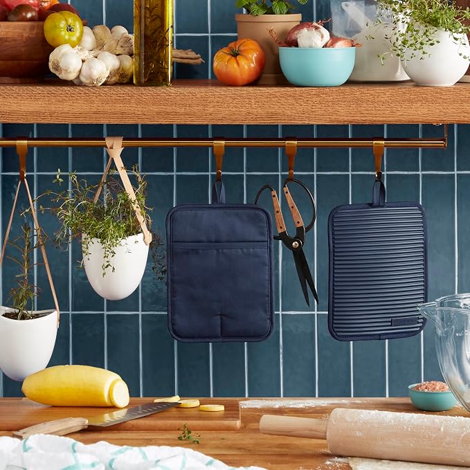 KitchenAid Ribbed Soft Silicone Pot Holder 2-Pack Set, Ink Blue - Image 2