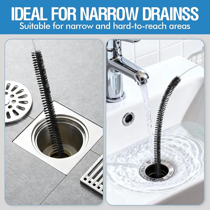 3PCS Drain Brush Set with Refrigerator Coil Cleaning Brush, Bathroom Drains & - Image 4