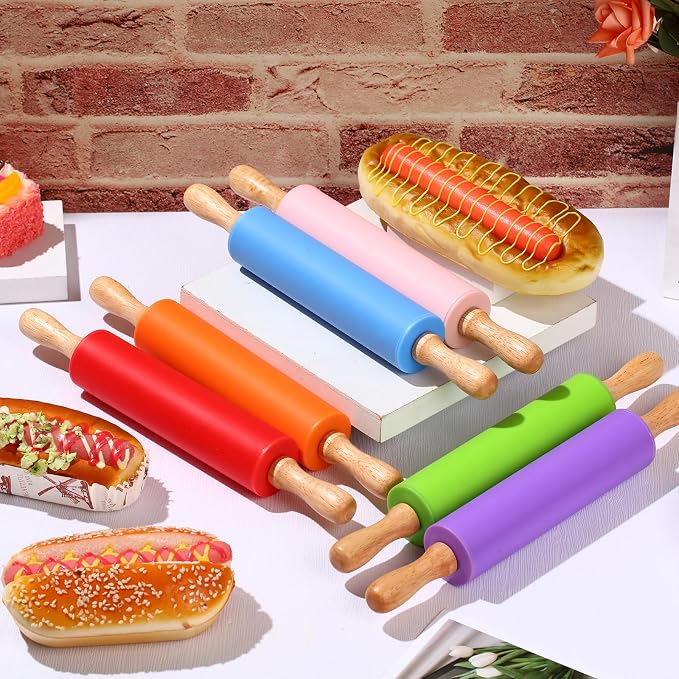 Dandat 12 Pcs Small Rolling Pin Kids 12 Inch Mini Silicone Rolling Pin - Image 4