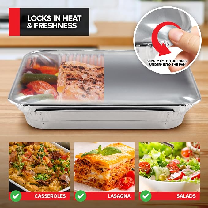 Stock Your Home 9x13 Disposable Baking Pan Covers Heavy-Duty Aluminum Cake Pans - Image 5