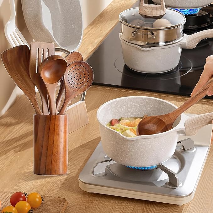 Wooden Kitchen Utensil Set, 9-Piece Cooking Tools - Image 5