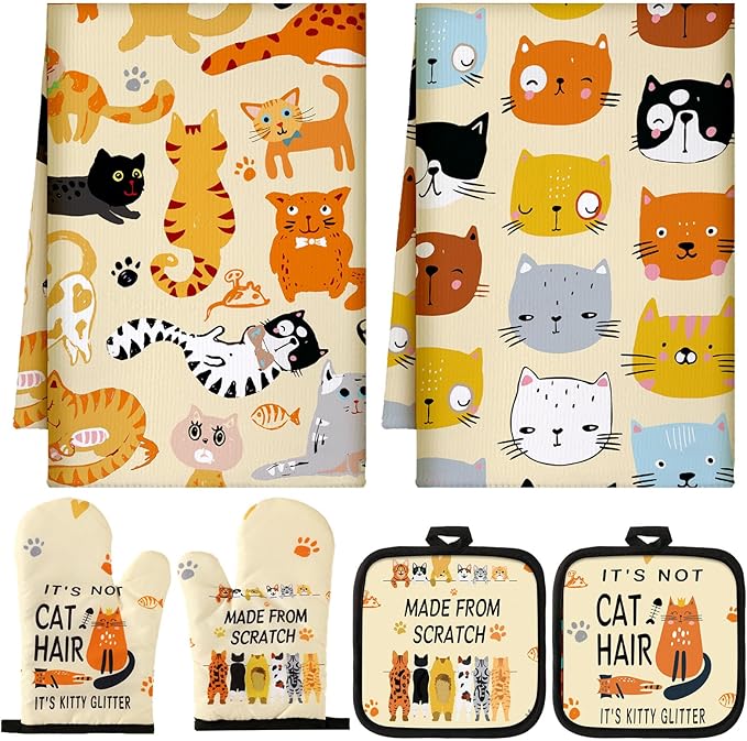Jingmore 6 Pcs Kitchen Decor Set Accessorie Farmhouse Kitchen Towels Pot by Jingmore
