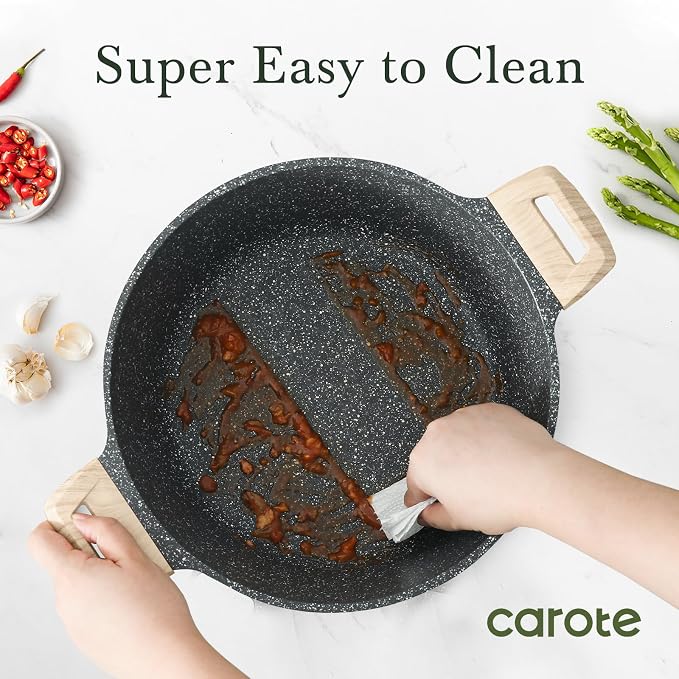 CAROTE Nonstick Stock Pot with Lid Soup Pot, 6 Quart Casserole with Lid - Image 6