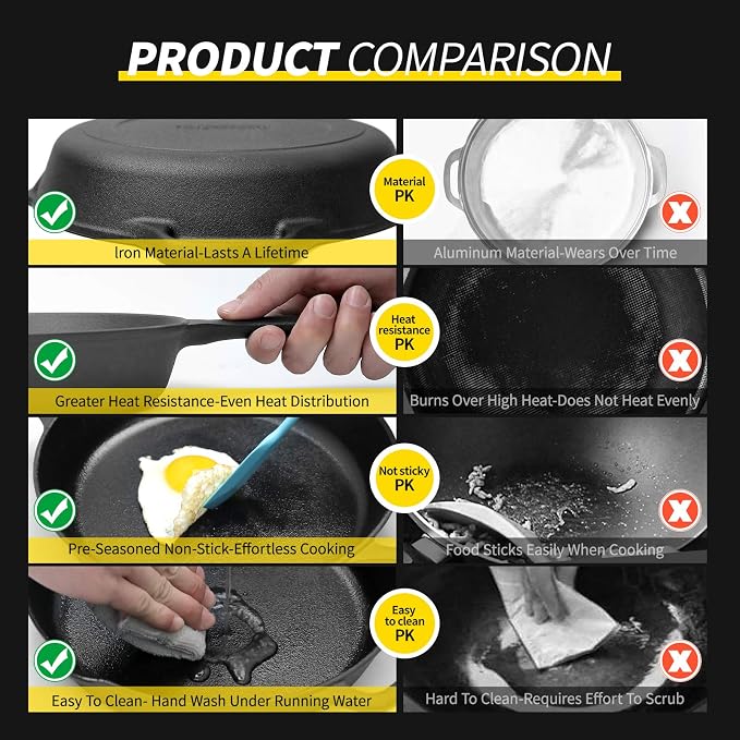 EDGING CASTING Pre-Seasoned Large Cast Iron Skillet 17 Inch, Dual Handle - Image 6