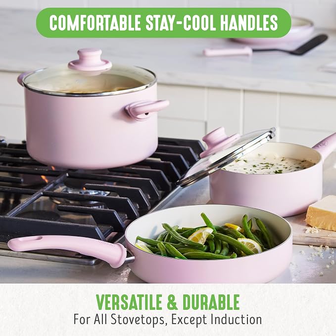 GreenLife Soft Grip Healthy Ceramic Nonstick 18 Piece Kitchen Cookware Pots and - Image 6