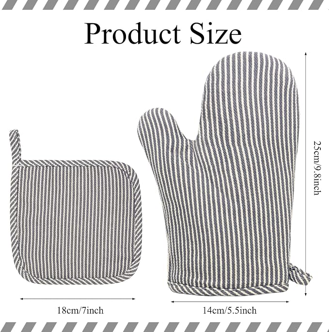 4 Pcs Oven Mitts and Pot Holders Heat Resistant Oven Mitts Sets Non Slip Oven - Image 3
