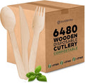 Wooden Compostable Utensils Set 6480 PCS Sturdy Wood Disposable Cutlery by Purpleclay