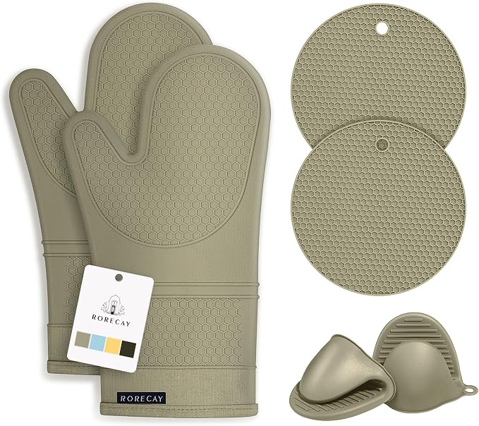 Rorecay 6pcs Oven Mitts and Pot Holders Sets Heat Resistant 500 Degrees by Rorecay