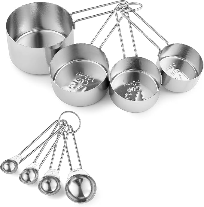 8PCS Measuring Cups, OHOLA Stainless Steel Measuring Cups and Spoons Set by Ohola+KITCHEN+SUPPLIES