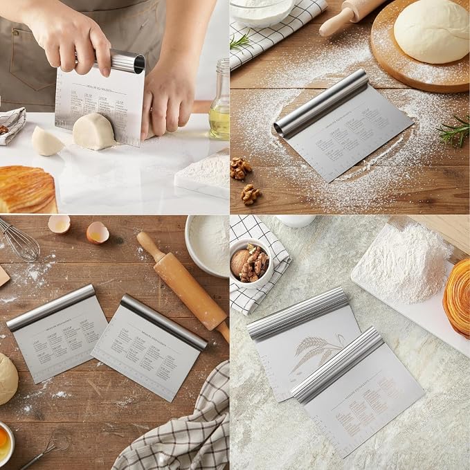 BOORIKA Dough Scraper & Bench Scraper Kitchen – Stainless Steel Sourdough Tools - Image 3