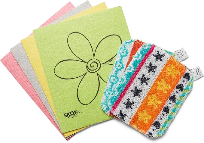 Skoy Bundle, and 4-Pack Swedish Dishcloth, Reusable Cleaning Products by Skoy