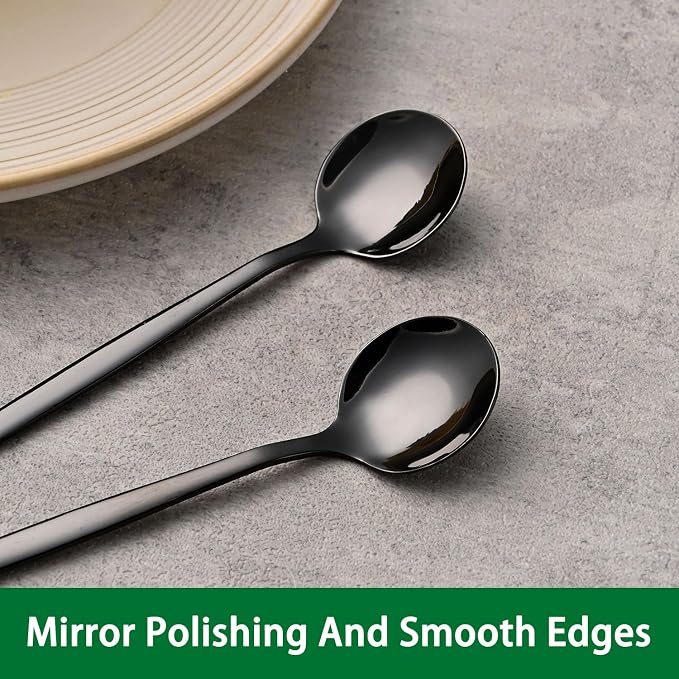 5.1 Inch Coffee & Tea Spoons, 6-Piece Black Stainless Steel Dessert Spoons - Image 4