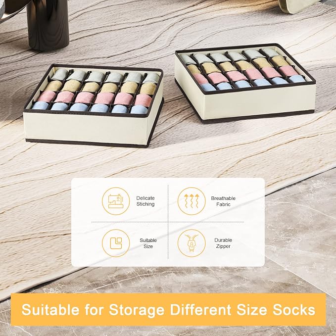 Joyoldelf Drawer Organizer 2 Packs, 24 Cell Collapsible Closet Cabinet Storage - Image 7