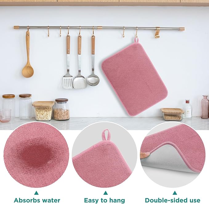 GeeRic Microfiber Dish Drying Mat, Super Absorbent Kitchen Dish Drying Pad - Image 3