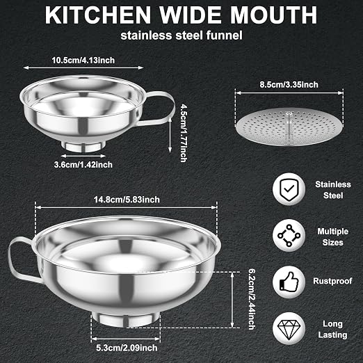 3 Piece Stainless Steel Canning Funnel Set - Image 2