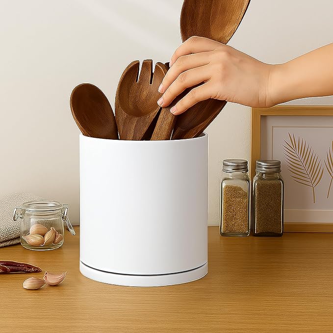 D'vine Dev 360° Rotating Utensil Holder – 7.2" Kitchen Utensil Crock - Image 5