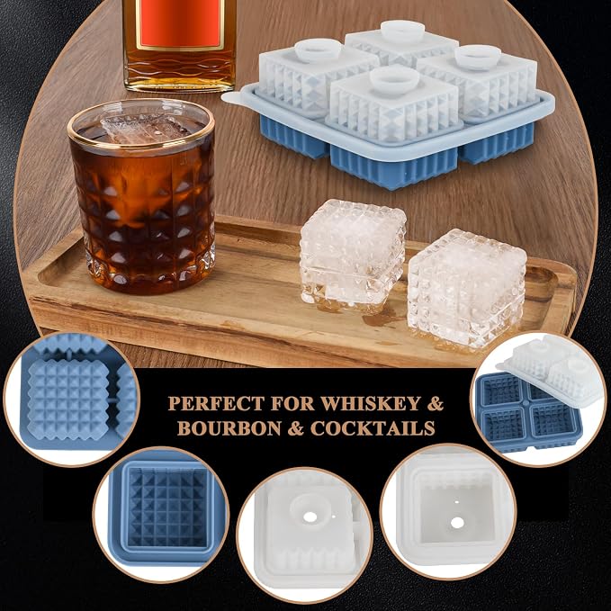 2-Inch Whiskey Ice Cubes Mold, Silicone Ice Cube Trays - Image 6