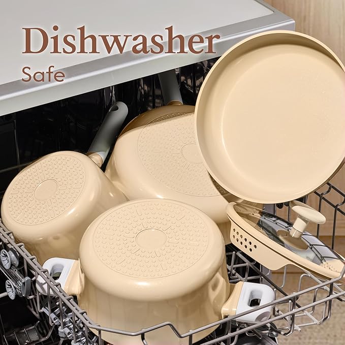 CAROTE Ceramic Cookware Set Nonstick, Non-Toxic & PFAS-Free, Dishwasher - Image 6