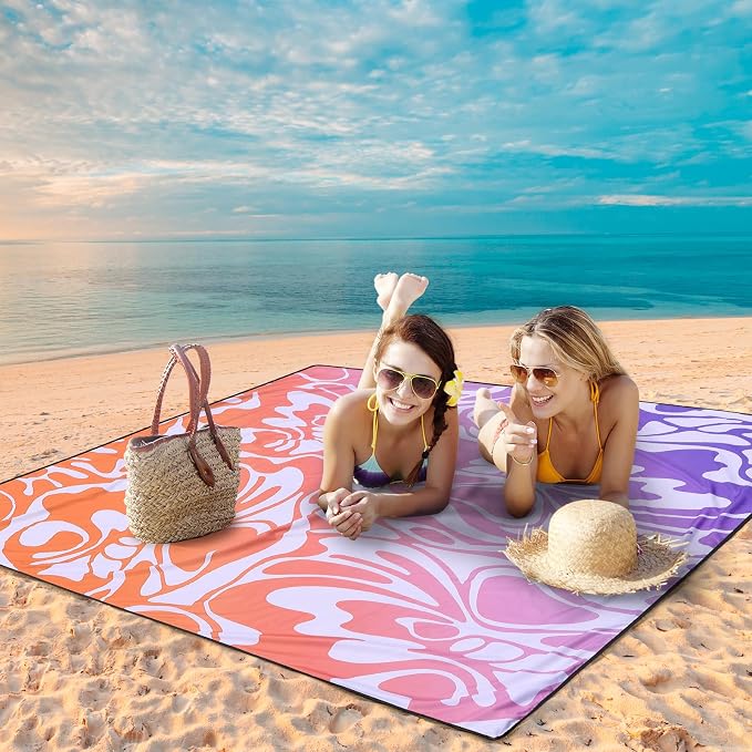 WIWIGO Beach Blanket Waterproof Sandproof Beach Mat 79" X 83"/10'x9'for 2-8 - Image 5