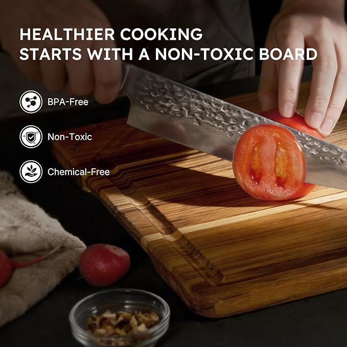 Teak Cutting Board 15inch Non Slip Over Sink Kitchen 2026 First Apartment - Image 7