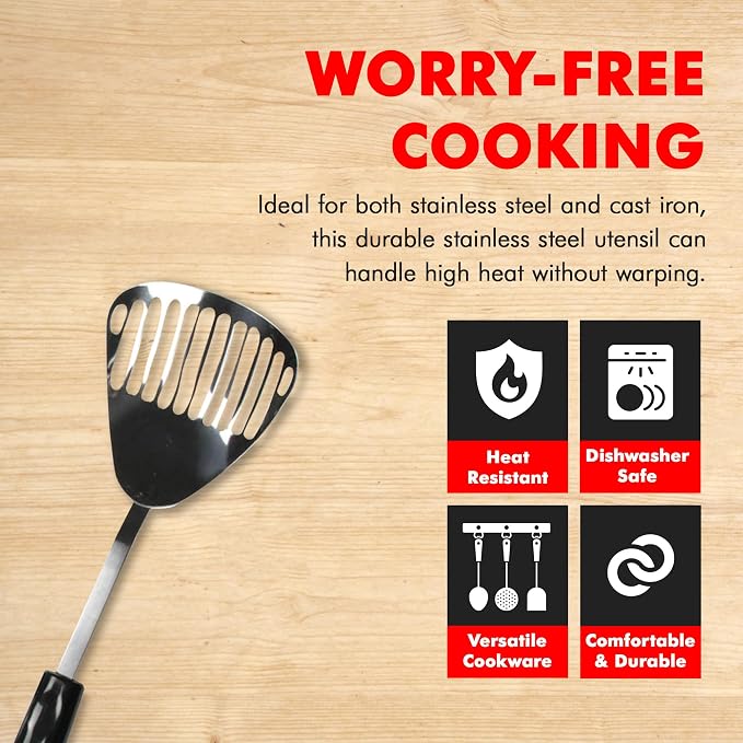 Chef Craft Select Slotted Sturdy Skimmer, 13 inch, Stainless Steel - Image 2