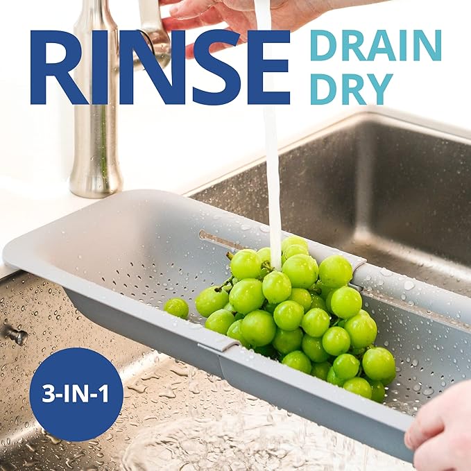BLUE GINKGO Over the Sink Colander Strainer Basket - Image 3
