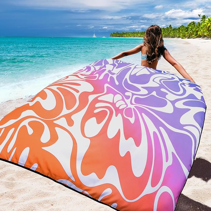 WIWIGO Beach Blanket Waterproof Sandproof Beach Mat 79" X 83"/10'x9'for 2-8 - Image 6